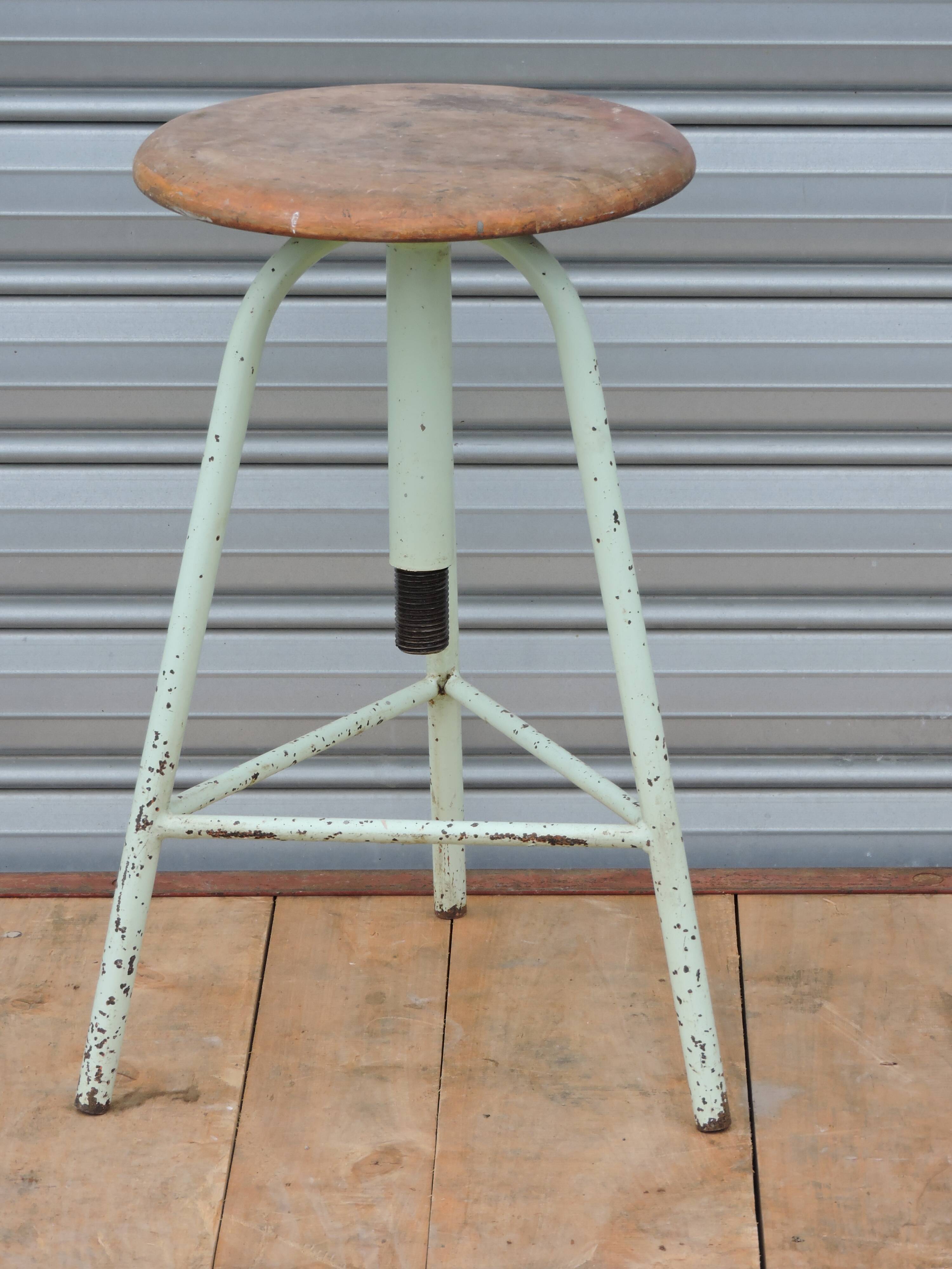 Industrial tripod stool establishments Sautereau Paris adjustable in height