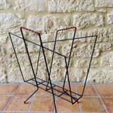 Vintage black metal magazine holder, circa 50's