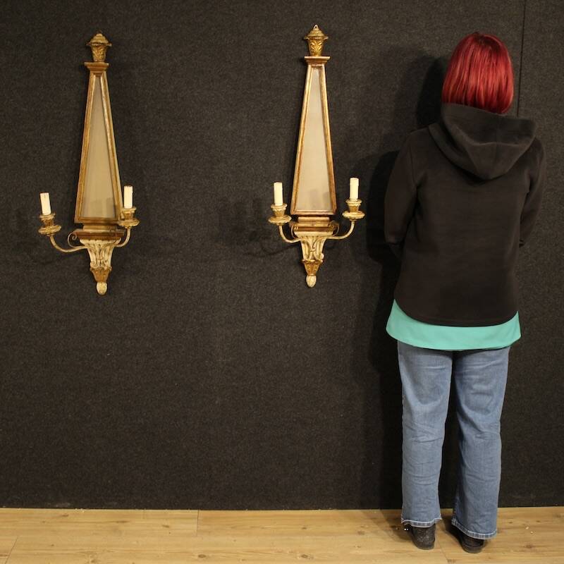 Pair of 20th century Italian Louis XVI style wall lamps