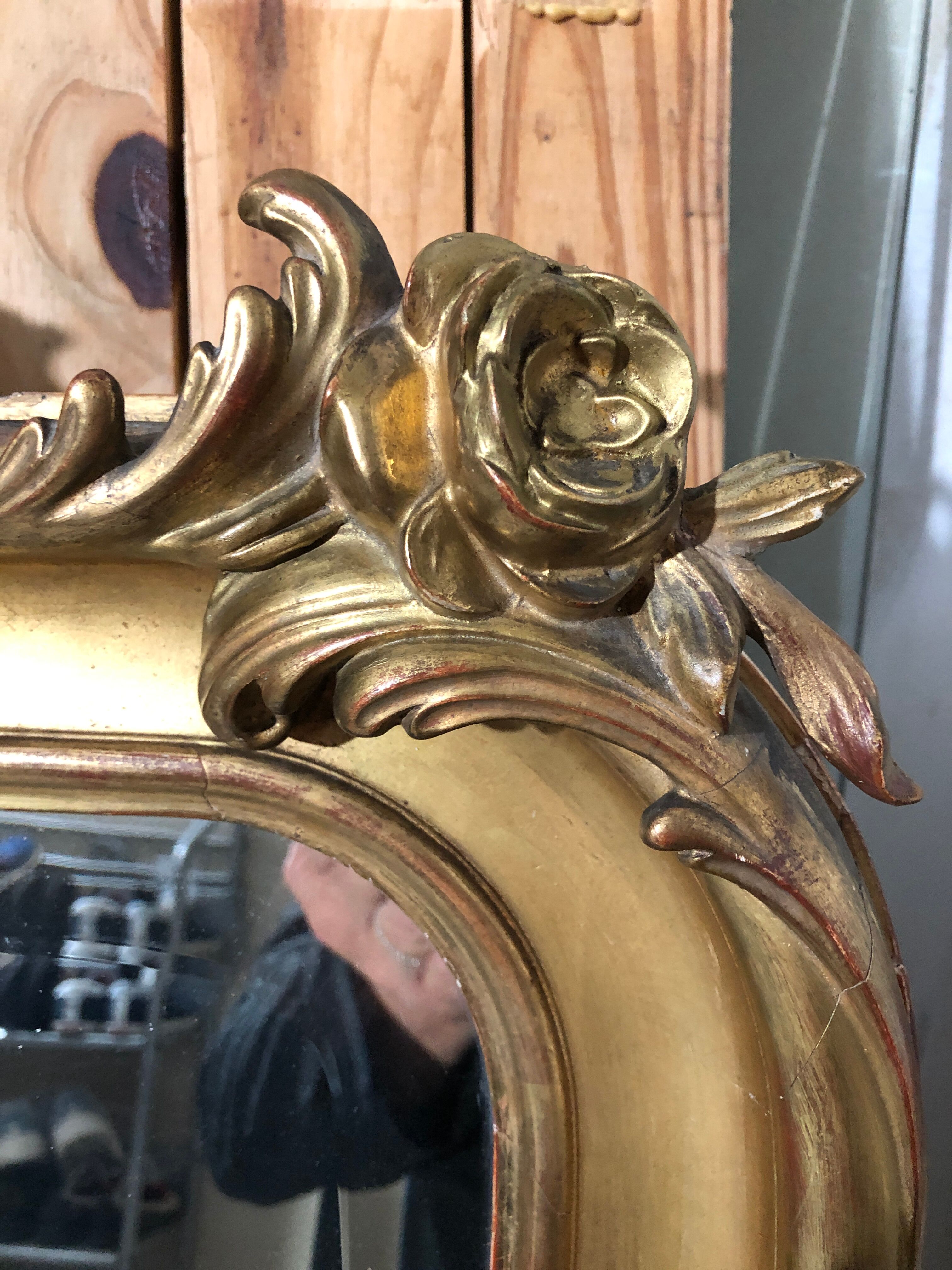 Large golden bevelled mirror 170 x 100 cm