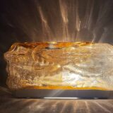 Amber glass rectangular flush mount ceiling or wall light