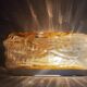 Amber glass rectangular flush mount ceiling or wall light