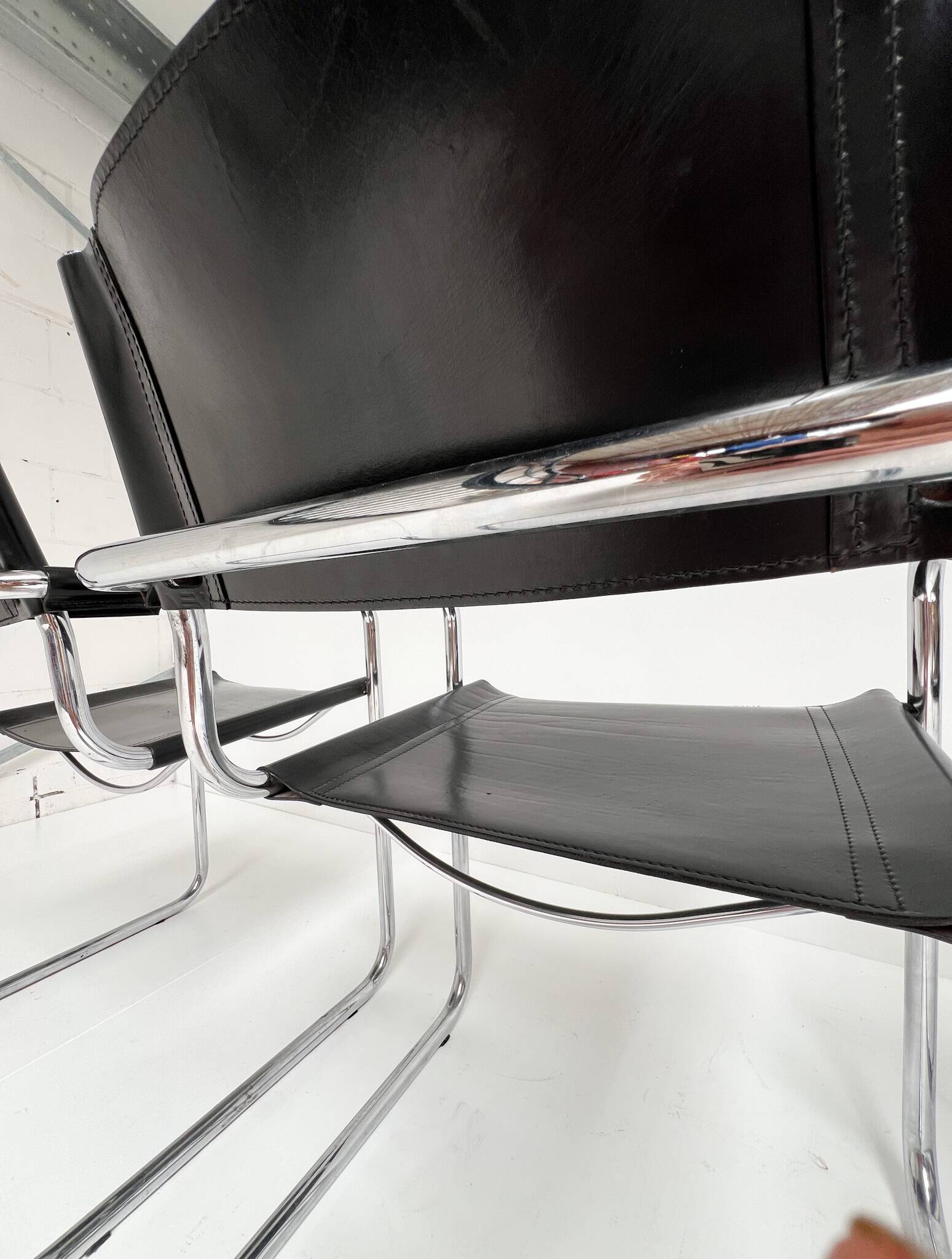 Leather Chairs by Mart Stam and Marcel Breuer, 1970s, Set of 4