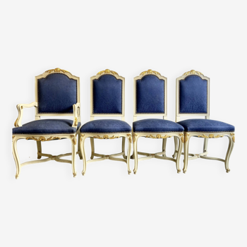Suite de 4 chaises de salle à manger de style Louis XVI