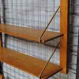 Wooden and metal wall shelf