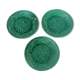 Set of 3 green plates of Gien, vine leaves