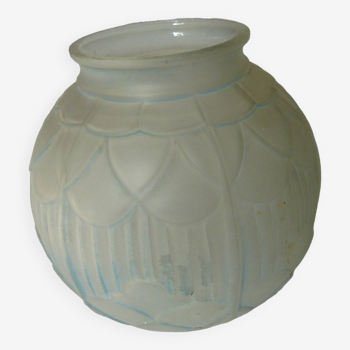 Vase boule en verre moule presse époque art déco