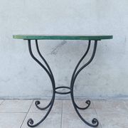 Table bistrot en fer forgé et noyer