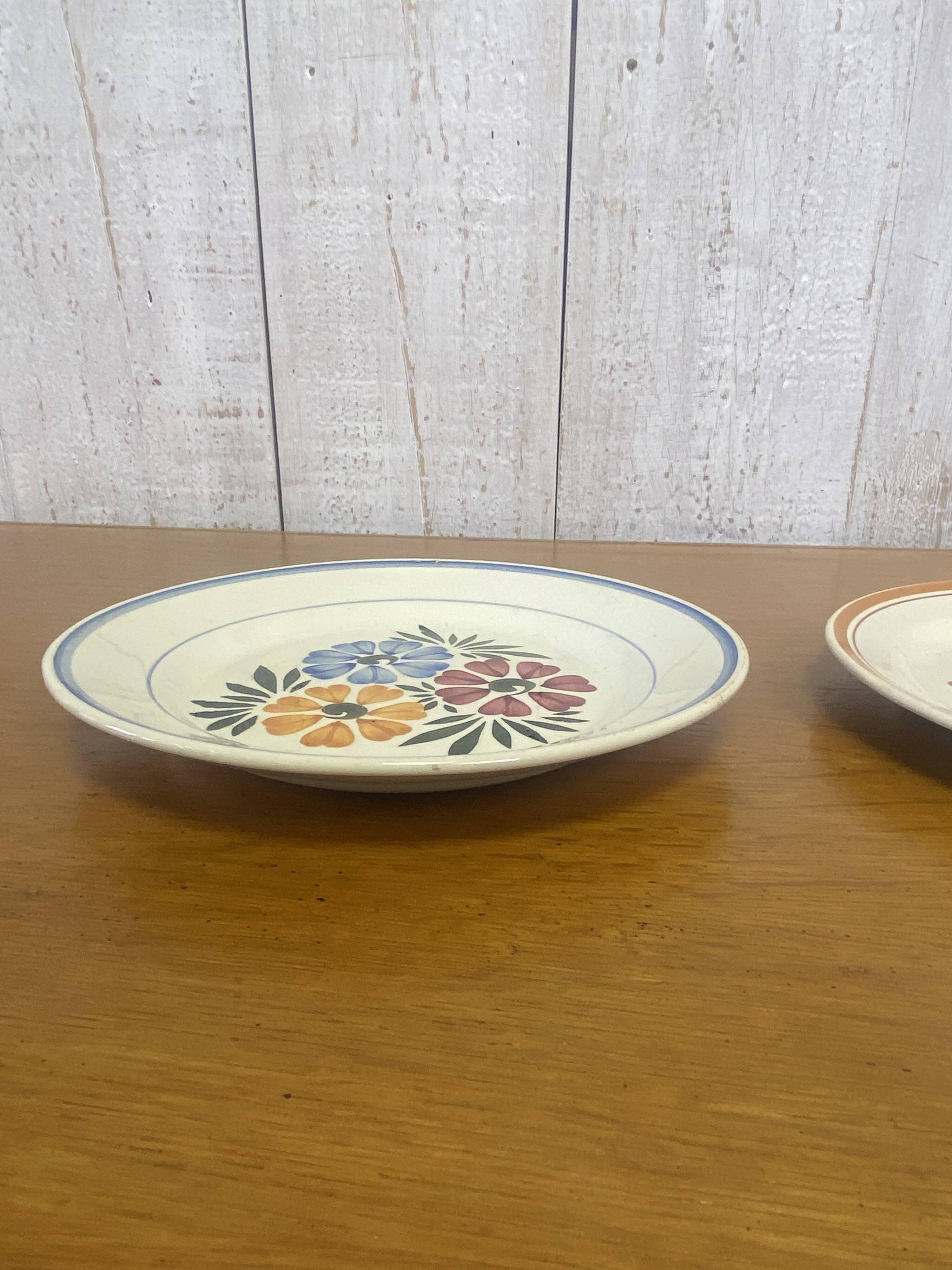 Vintage Montereau Hbcm plate pair
