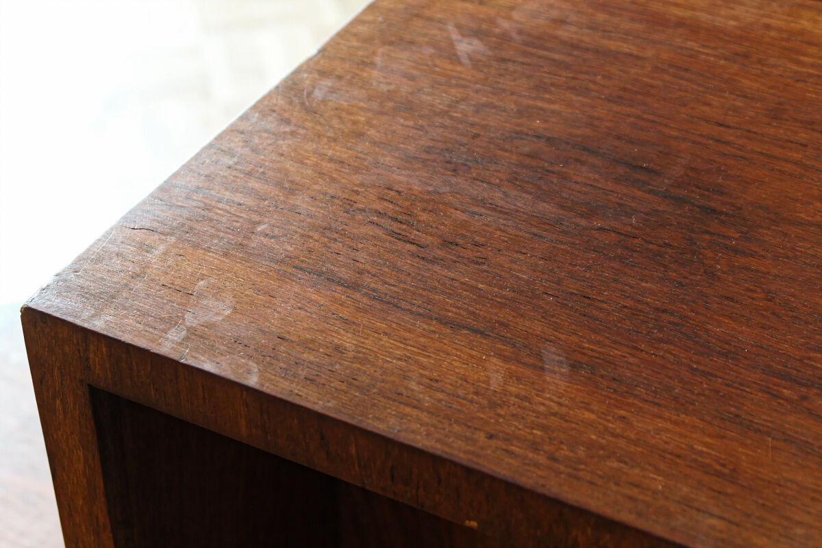 Brutalist sofa end, mahogany veneer