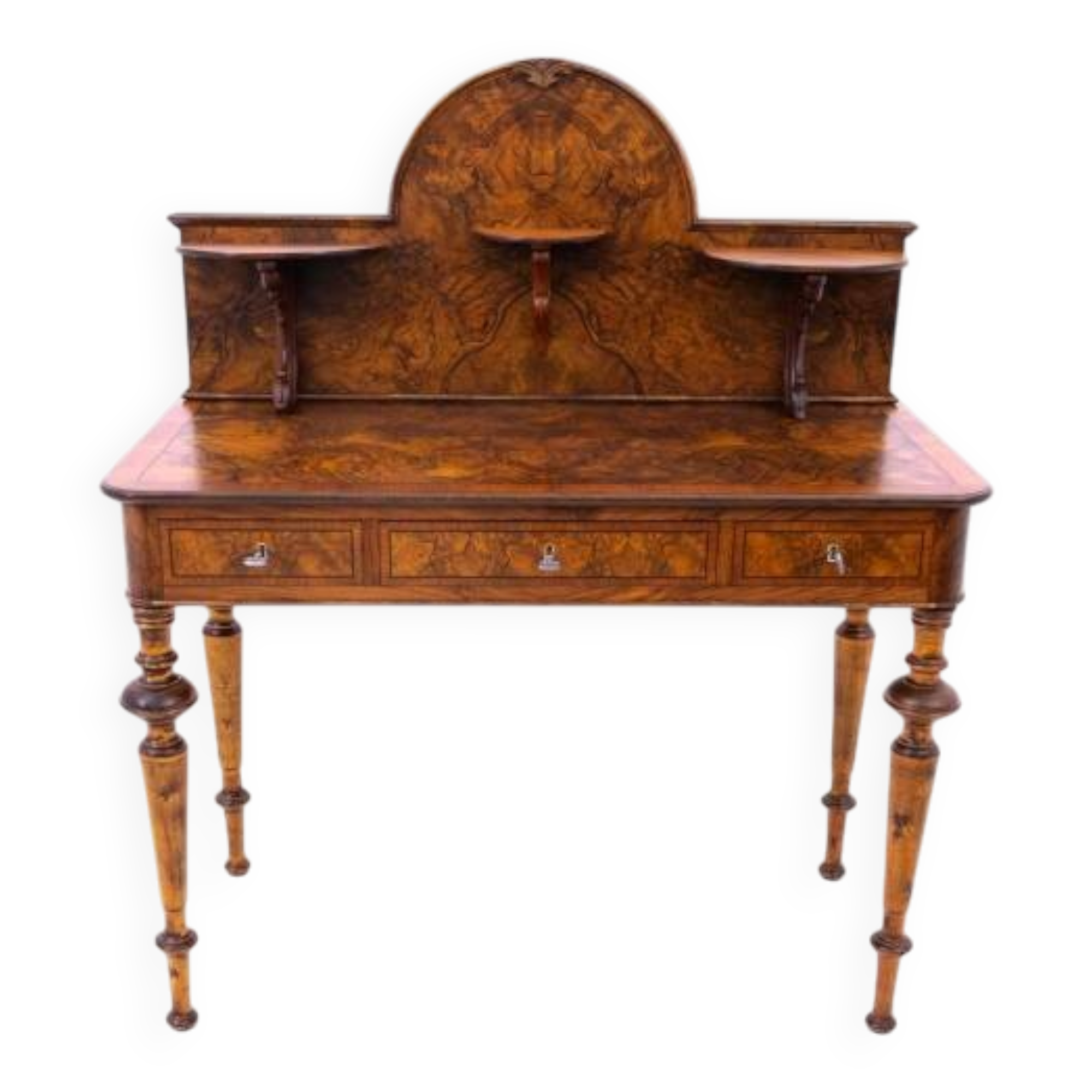 Walnut desk, Northern Europe, circa 1900. After restoration.