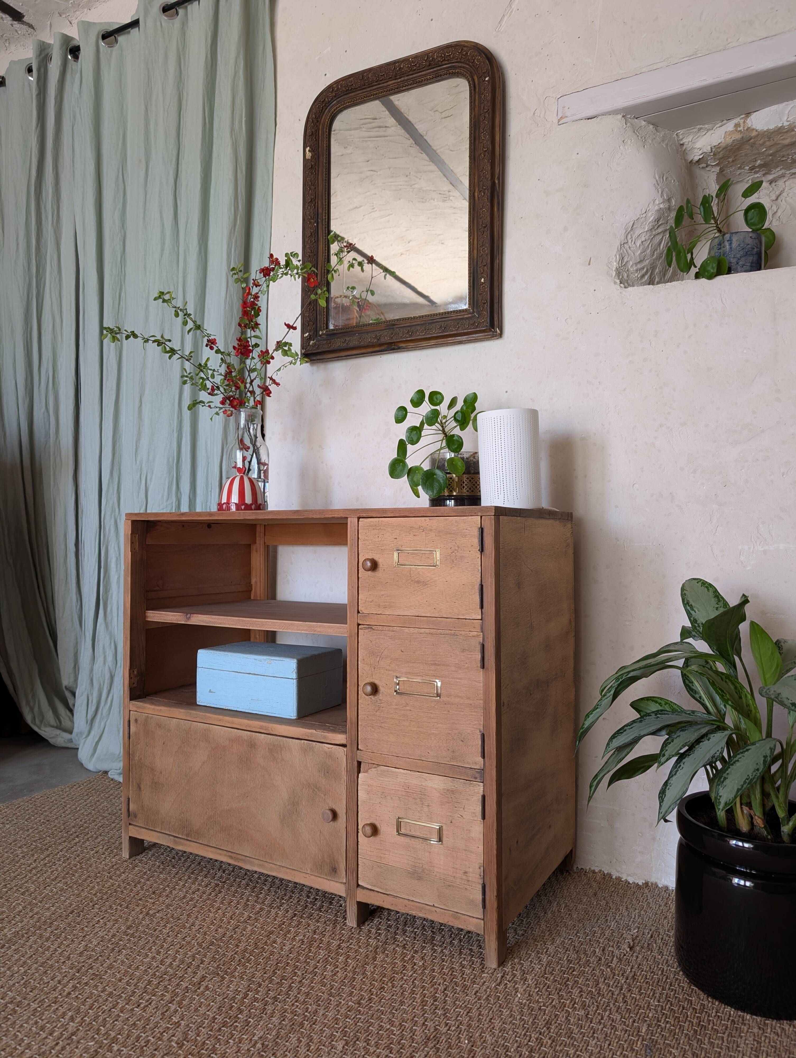 Old small workshop furniture made of wood.