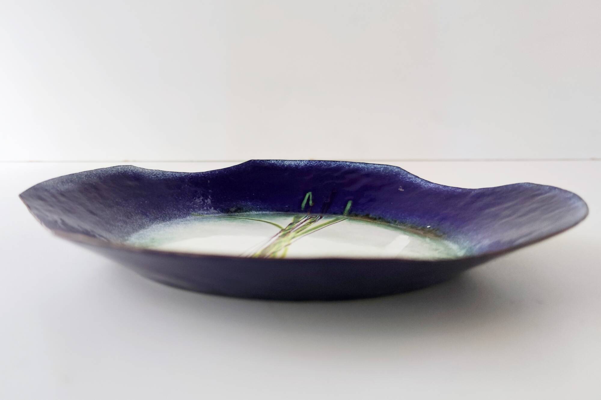 Blue, Green and White Copper Vide-Poche Attr. to Paolo De Poli