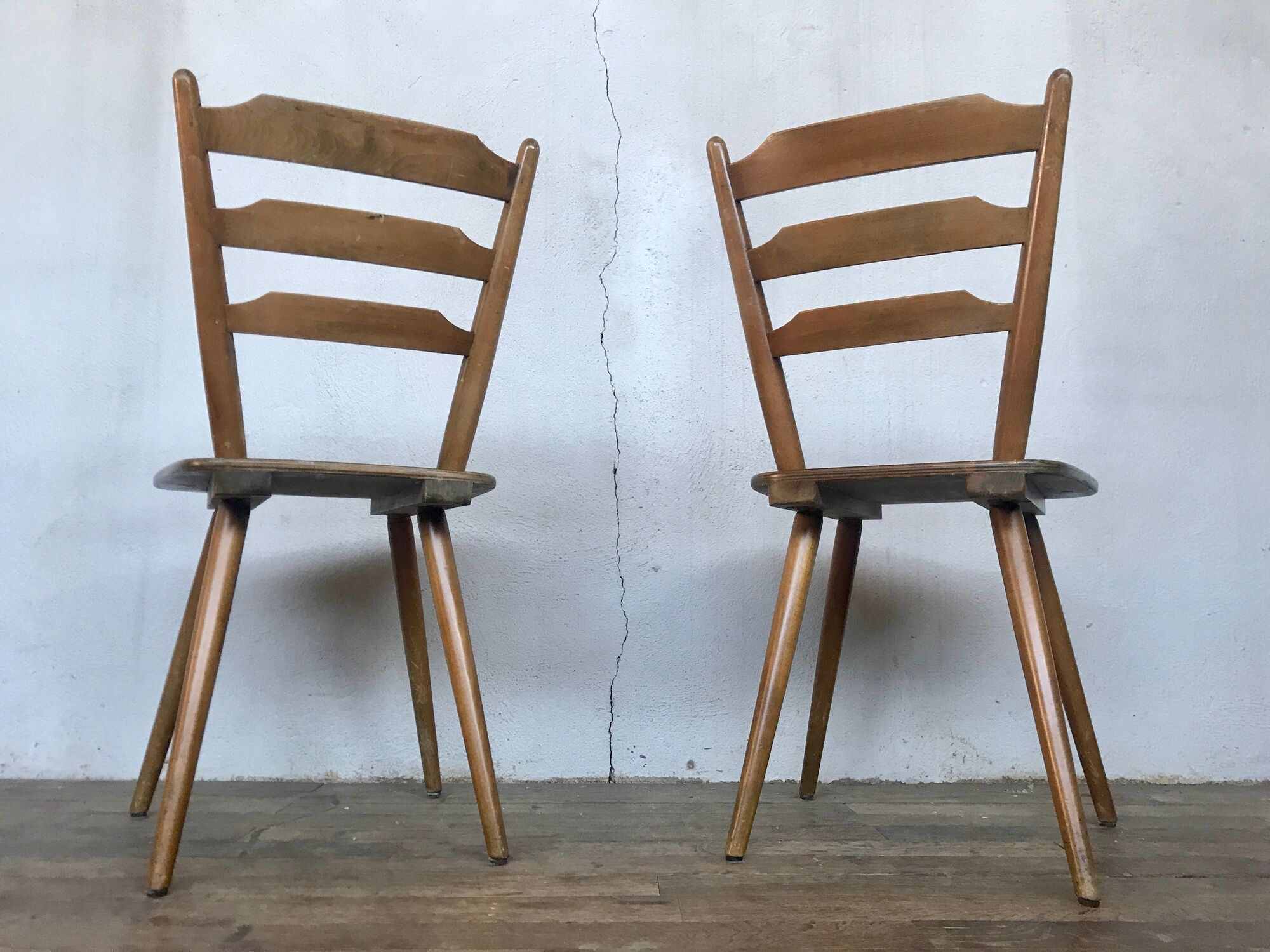 Series of 20 Scandinavian chairs or vintage wooden bistro