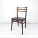 Chaise vintage design danois en bois avec assise en simili cuir olive brun