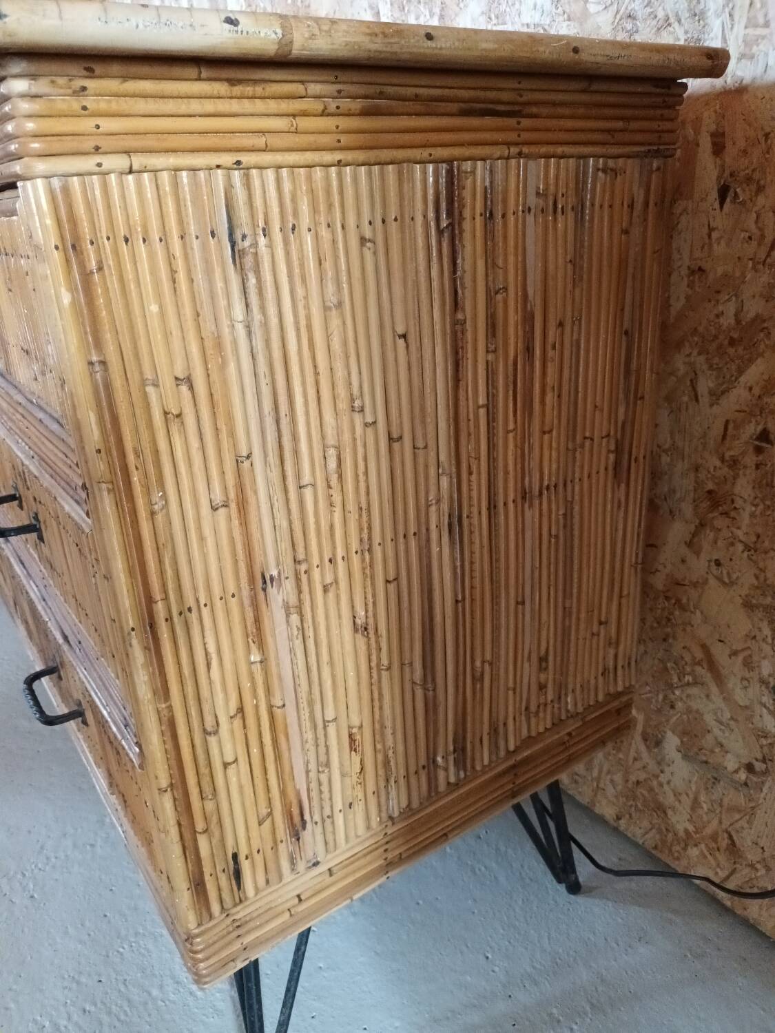 Vintage rattan chest of drawers