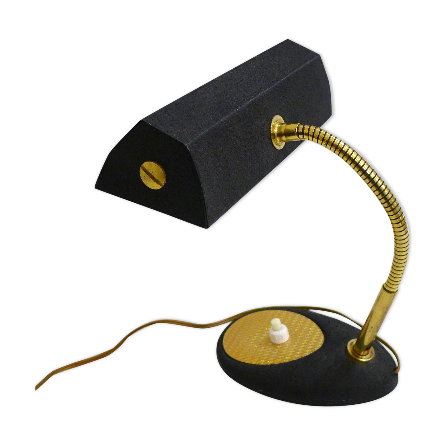 Small black Aluminor desk lamp - gilded