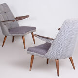 Set of two Grey Mid Century Armchairs made in 1950s Czechia. Original condition.