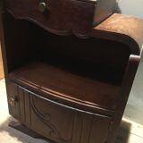 Bedside solid oak and beige marble