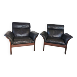 Paire de fauteuils Scala en cuir noir