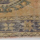 Faded Mustard Geometric Pattern Vintage Persian Runner Rug, 85x306 Cm