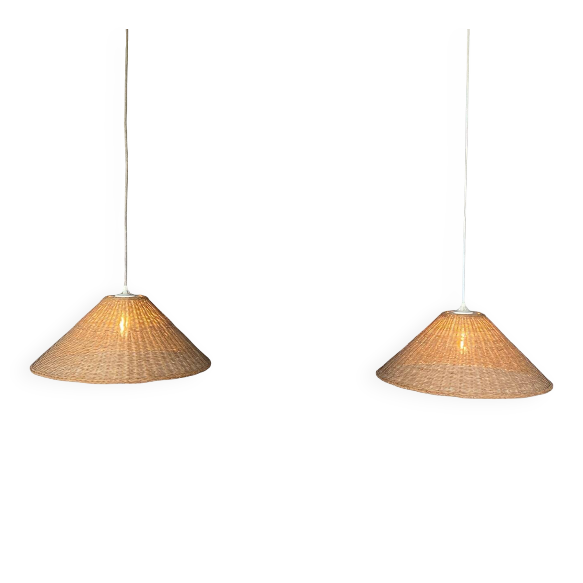 Pair of rattan pendant lights