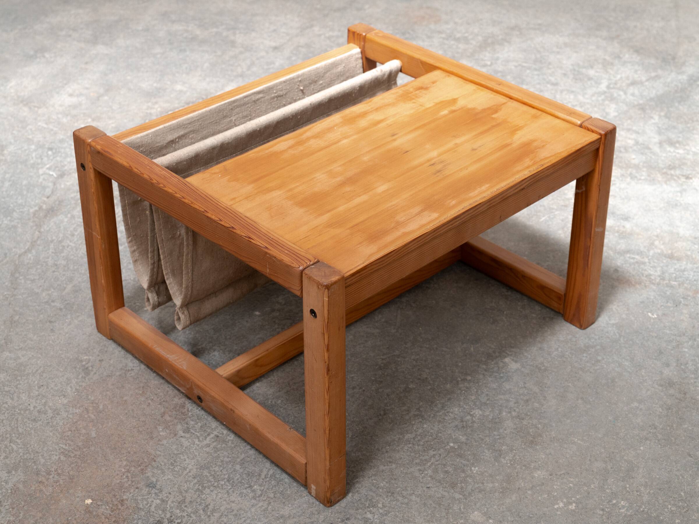 Habitat pine coffee table with integrated jute fabric book storage.