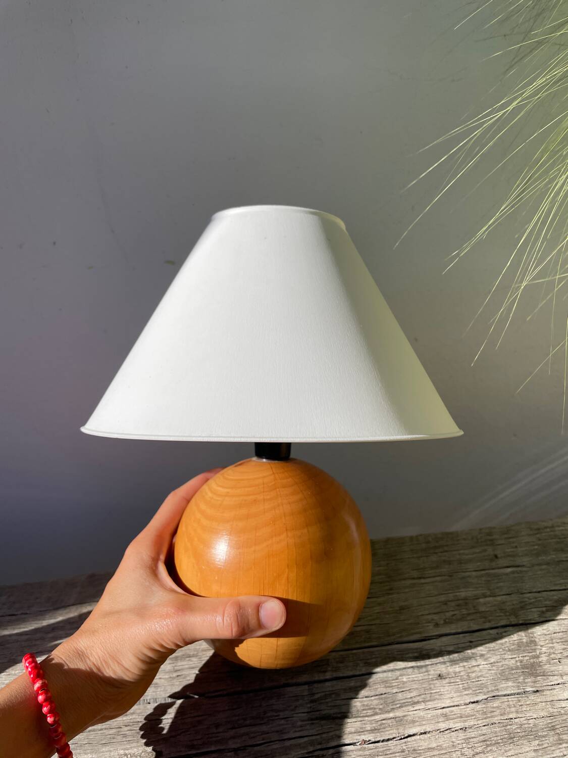 Turned wooden ball lamp 1990