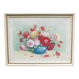 Large watercolor bouquet of flowers signed Bessonnat
