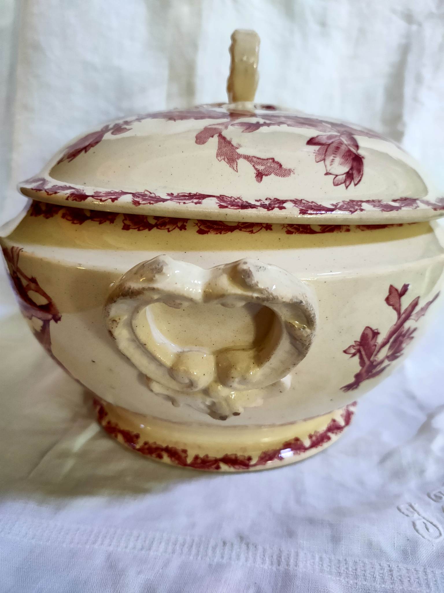 Earthenware tureen of Gien decoration Cactus