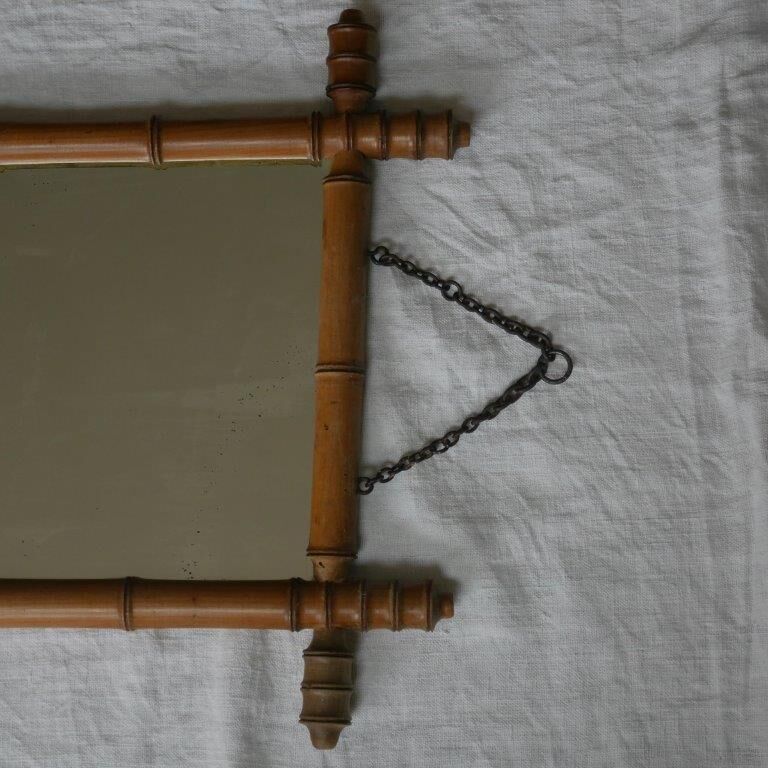 Bamboo-style wooden mirror