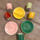 Vintage "Mix and Match" coffee cup set, Sologne porcelain