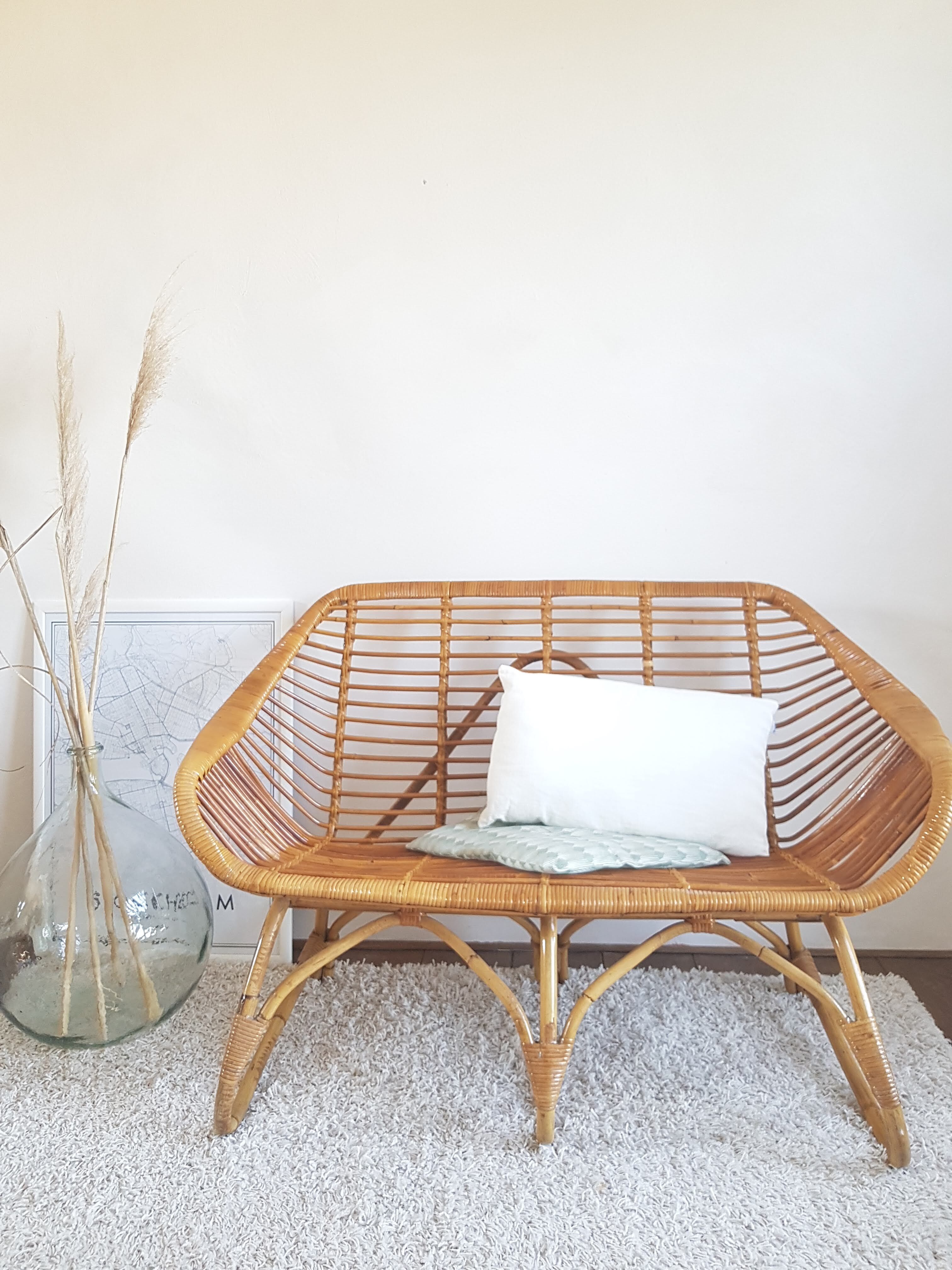 2 seater rattan bench