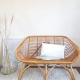 2 seater rattan bench