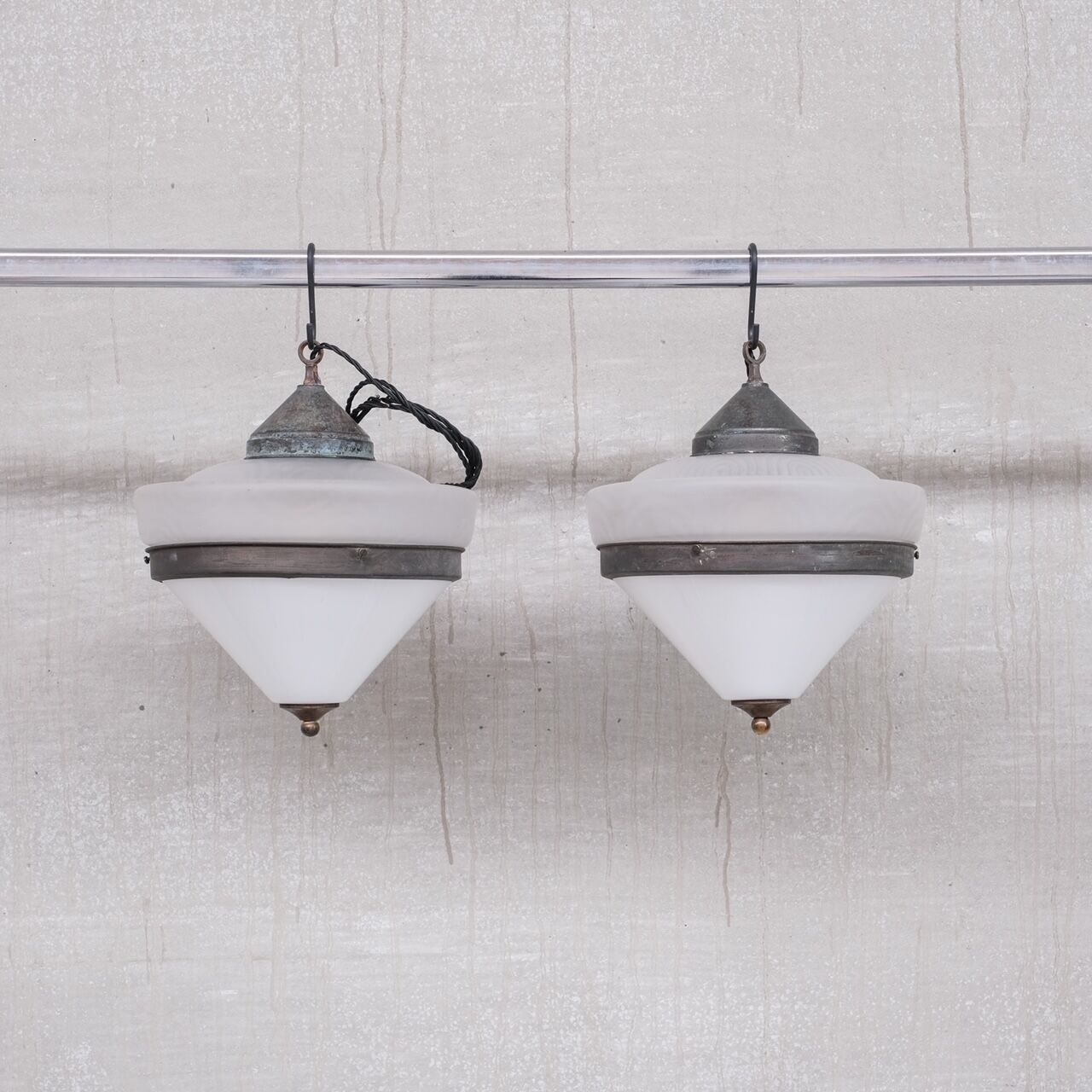 Pair of two tone french pendant lights