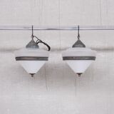 Pair of two tone french pendant lights