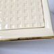 Plateau Poët Laval 1950s yellow straw ceramic with woven patterns.