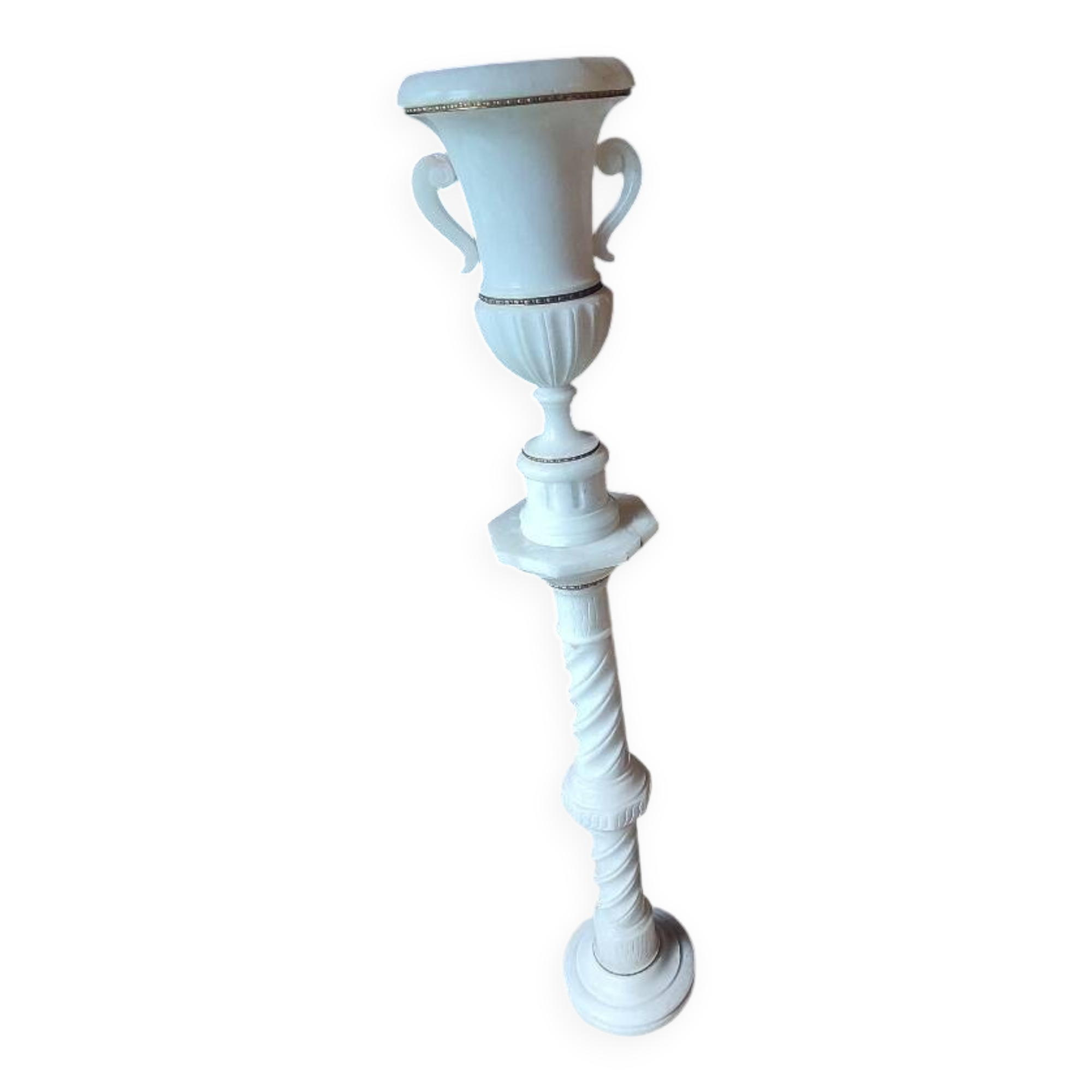 Marble effect column and its lamp