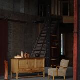 Brutalist Danish enfilade from the mid-century in oak by Henning Kjærnulf, 1960s.