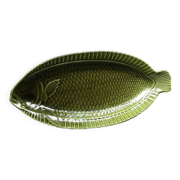 Grand plat poisson Sarreguemines vert