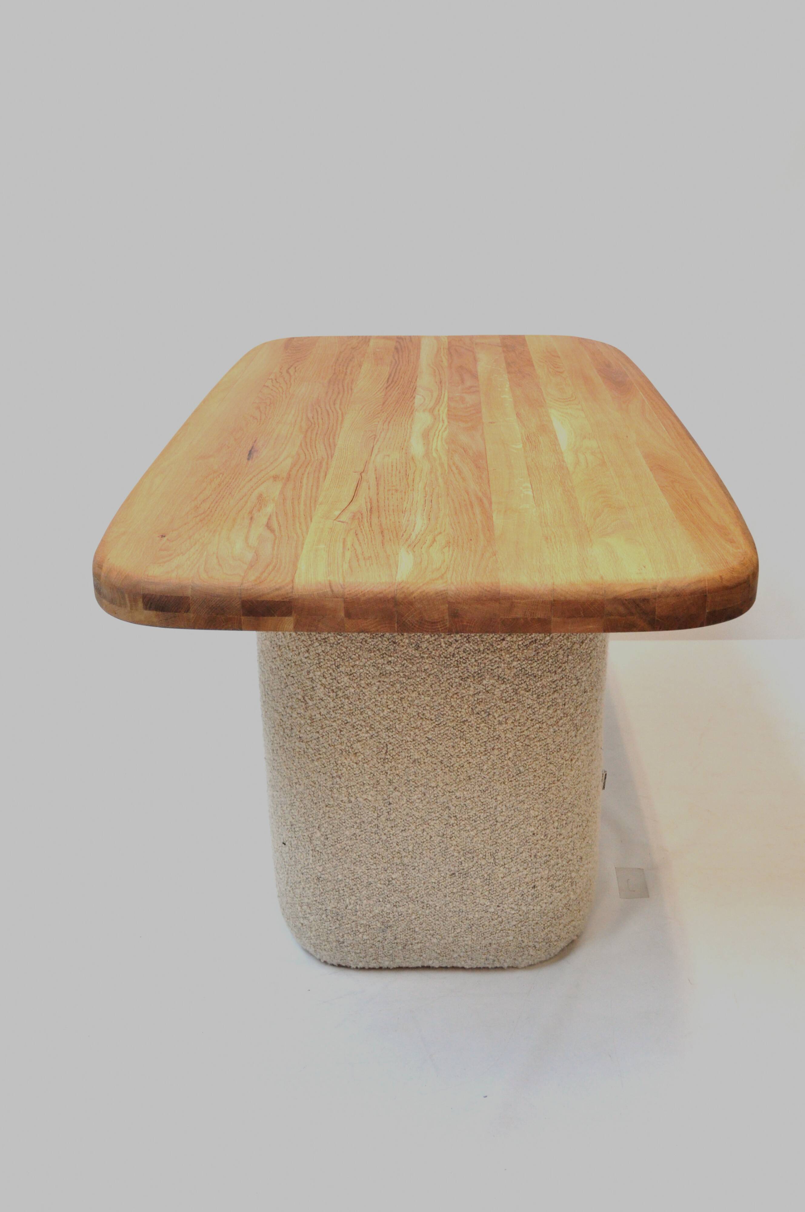 Soft Table — One-Off Sculptural Table in Reclaimed Oak and Wool by Zachte Z