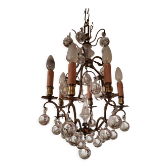 Bronze chandelier and crystal balls