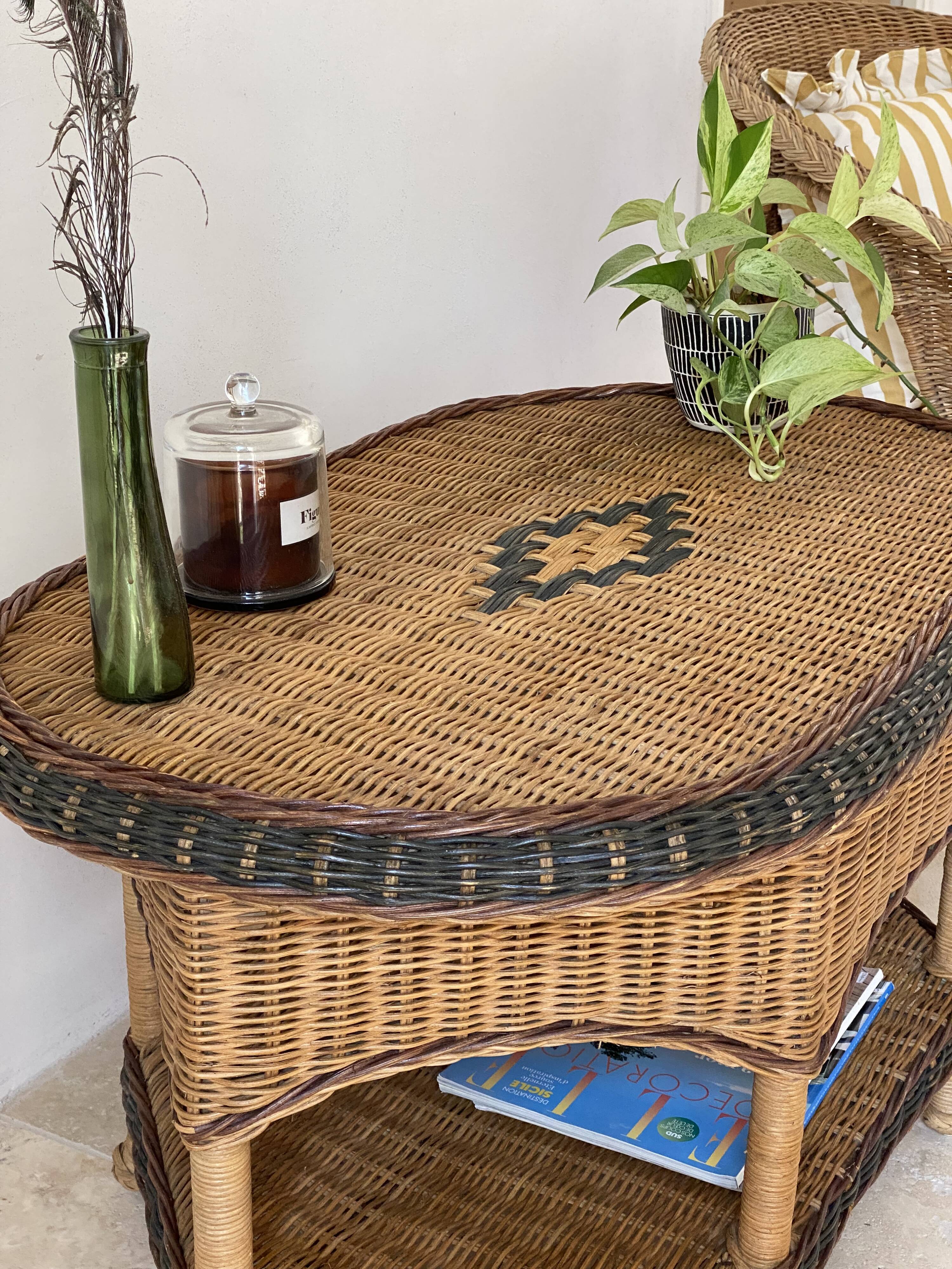 Vintage rattan coffee table – 1970s Riviera spirit