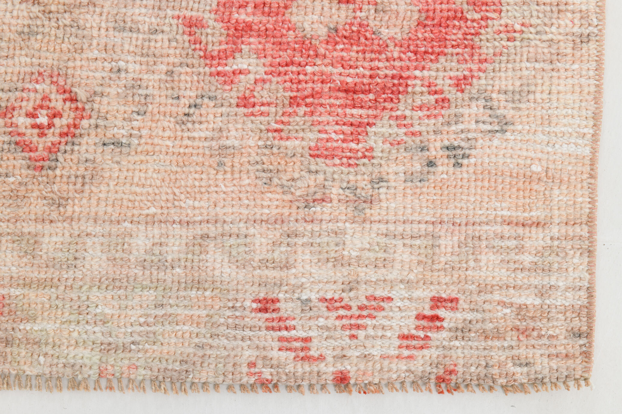 3x12 Red Beige Turkish Vintage Runner Rug,92x371Cm