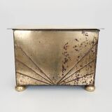 Antique brass coal box fireplace coal scuttle vintage coal storage box