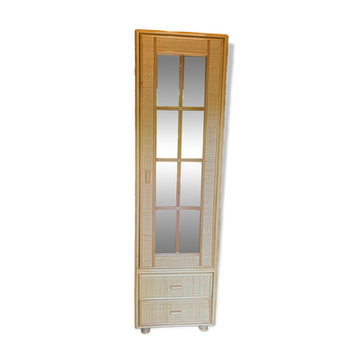 Petite armoire en rotin tressée vintage