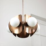 Vintage Italian Copper and Opaline Chandelier, 70s