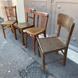 4 mismatched bistro chairs curved wood