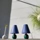Pair of green and blue wooden ball lamps