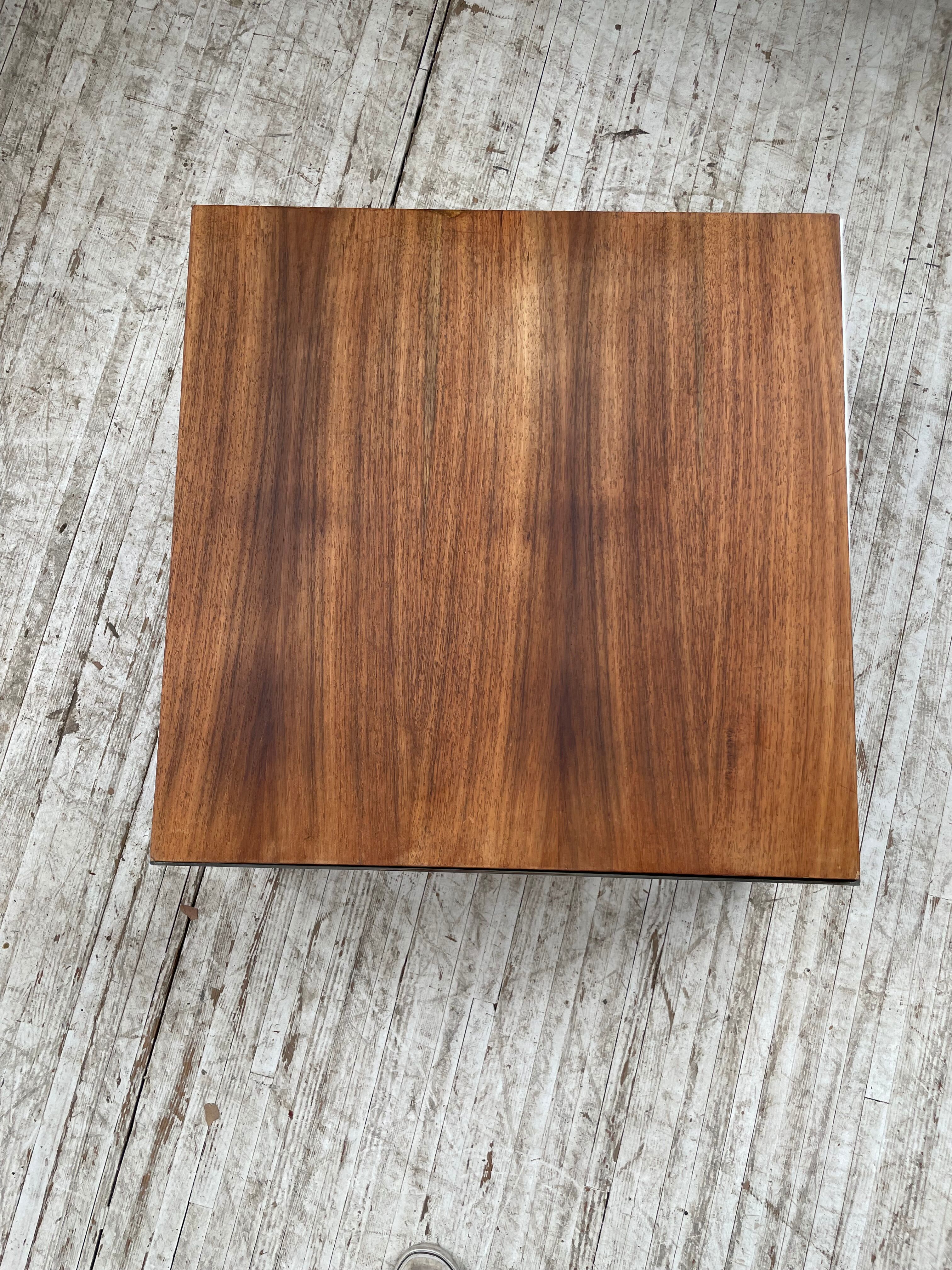 Walnut and modernist chrome coffee table